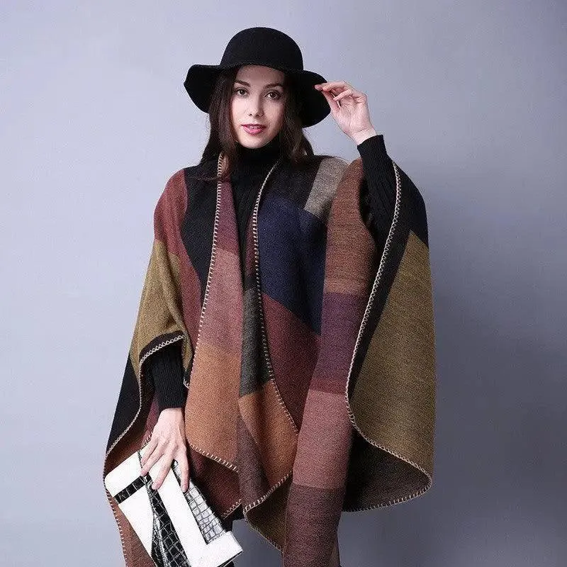Elegant Large Plaid Cashmere Scarf